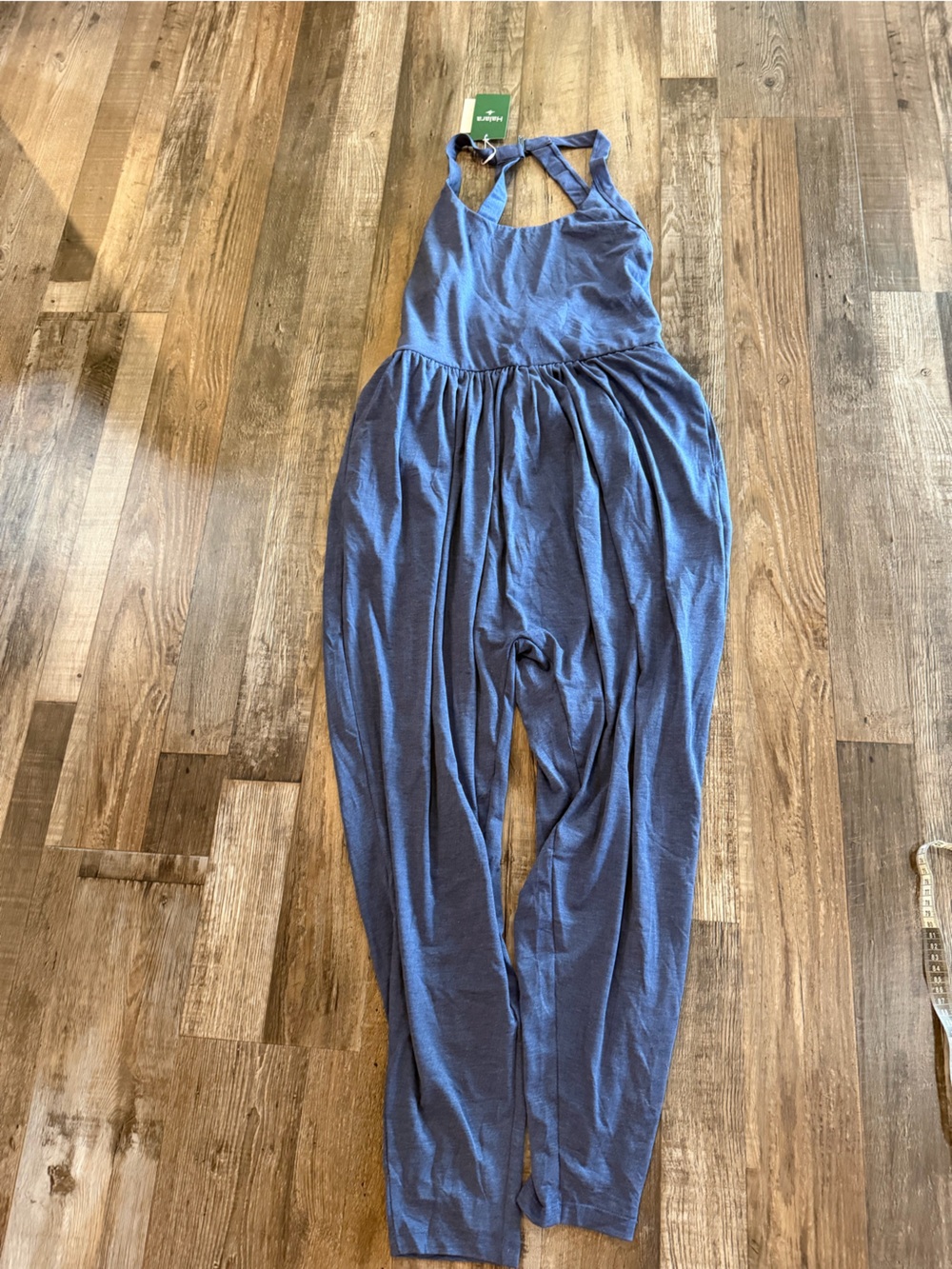 Nwt Halara blue sz med Easy Peasy Wide-Leg Jumpsuit-Slate Blue- cute twist back